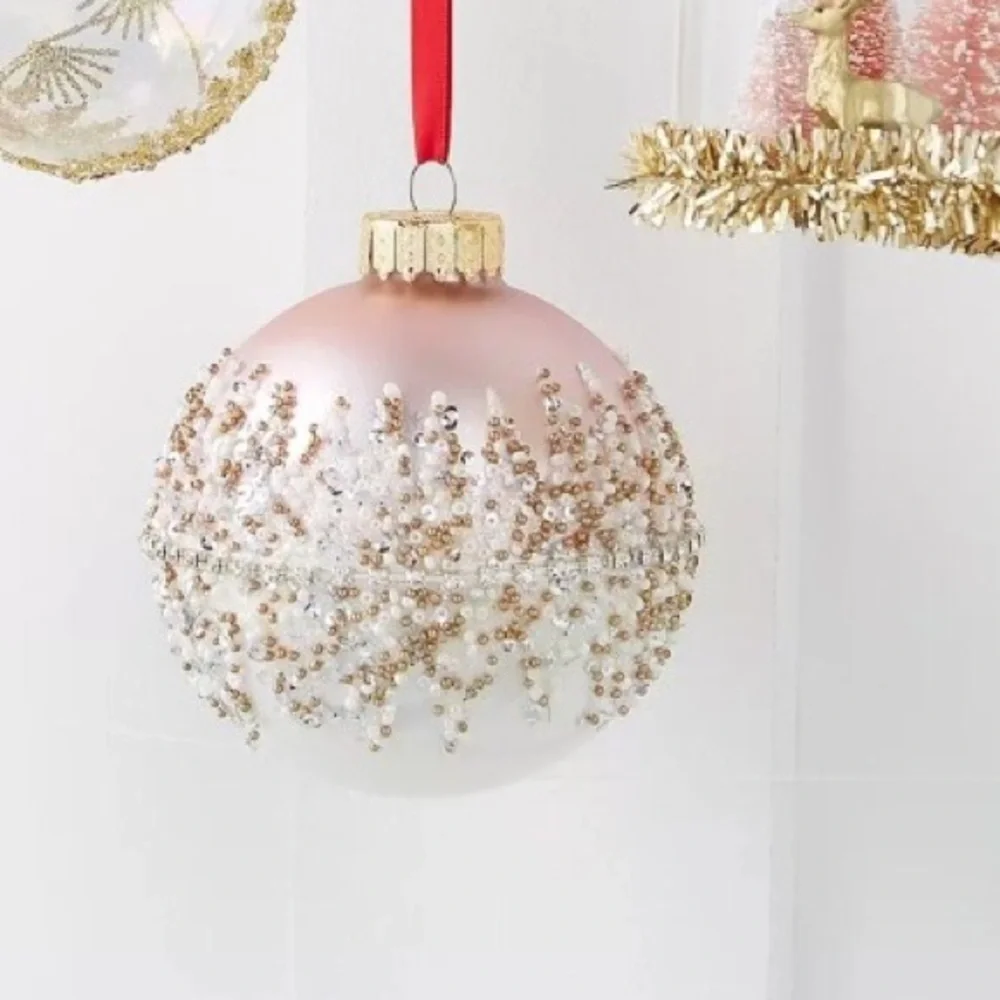 Set of 10 Elegant Pink Holiday Ornaments